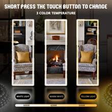 Sweetcrispy Full Length Mirror With LED Lights, 64"X21" Lighted Floor Standing Mirror With Stand, Full Body Mirror Dimming & 3 Color Lighting ,Full Length Mirror With Aluminum Frame And Polished Glass For Bedroom
