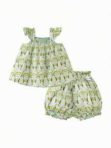 mini bala Set vestă și pantaloni scurți pentru fete tinere Set din două piese Baby Summer Sweet Set cu mâneci scurte pentru copii