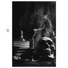 1PC Đậm Giới Học Thuật Nghệ Thuật Đầu Lâu Poster Cho Phòng Khách Trang Trí Nhà Gothic Kinh Dị Hộp Sọ Đen Trắng Vải Bố Tranh Treo Tường nghệ Thuật, Không Gọng - Đen và trắng - Xem 7