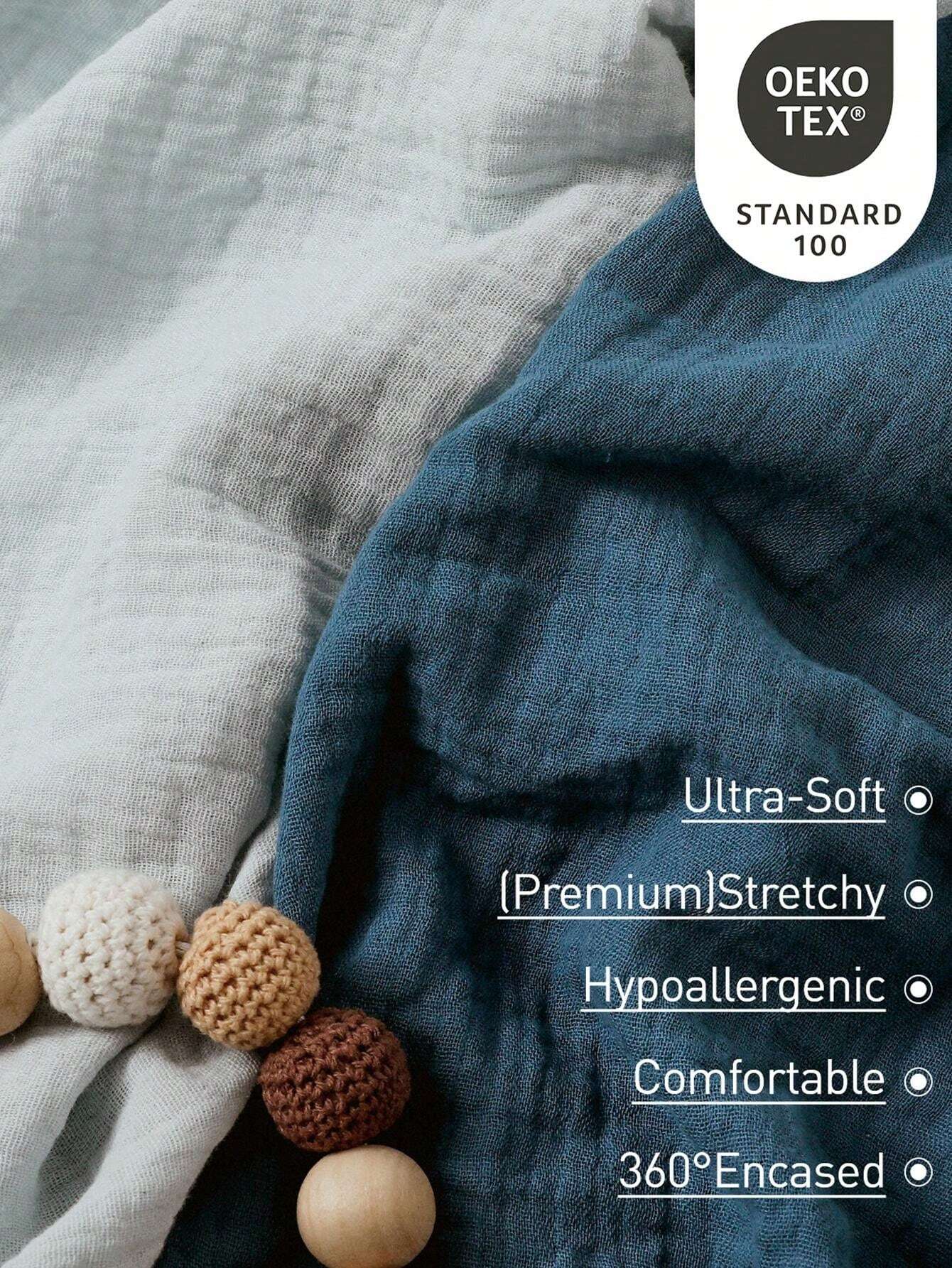 Lenzuola Lettino Neonato 60x120 Cm - Cotone 100% - Morbide E Traspiranti - Blu - Foto 6