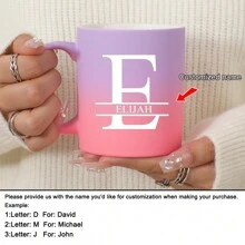 1pc 11oz Personalized Customized Letter Sunset Glow Milk Cup Coffee Mug, Ceramic Milk Cup Coffee Mug, Holiday Gift, Family, Coworker, Leader, Wife, Sister, Funny Gift, Unique Valentine's Day Gift, Mother's Day Gift, Father's Day Gift ,Anti-Mold,Reusable Exquisite,Adorable,Modern,Colorful Custom,Personalized,Unique Ideal Gifts For Him Her,Boyfriend,Girlfriend,Dad,Mom,Family,Friends For Anniversaries,For Valentine's Day,For Mother's Day,For Birthdays,For Children's Day,For Father's Day,For Graduation,For Weddings,For Housewarming Dining Room,Living Room,Bedroom,Office,Tea Room,Home,School - 11oz Sunset Glow - View 30