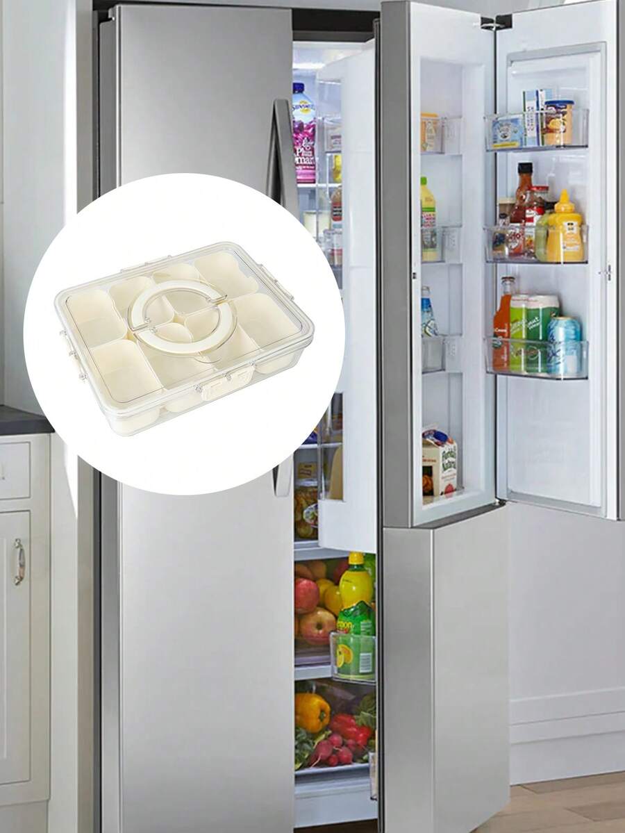 1 件带盖和手柄的托盘零食盒便携式零食托盘储蓄盒分配器，用于糖果、水果、坚果、零食储物盒冰箱保鲜盒，便携式 - 非常适合派对、娱乐、储存、存储、厨房整理器、厨房用品、房间装饰、家居装饰。 - 彩色 - 查看 1