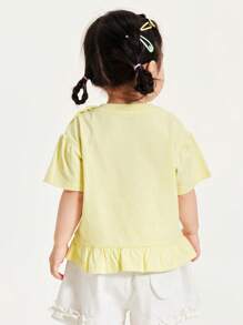 mini bala Camiseta de manga corta para niñas pequeñas, bebés e infantes con estampado dulce, transpirable, parte superior para niños