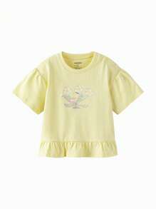 mini bala Camiseta de manga corta para niñas pequeñas, bebés e infantes con estampado dulce, transpirable, parte superior para niños
