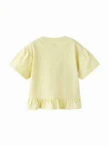 mini bala Camiseta de manga corta para niñas pequeñas, bebés e infantes con estampado dulce, transpirable, parte superior para niños