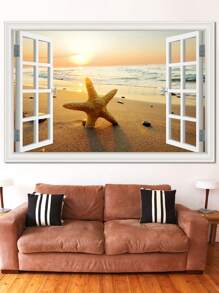 2 片乙烯基贴花自然风景墙贴壁纸可移除城市夜景海滩森林假窗户墙壁海报适用于卧室厨房装饰美学贴纸、墙贴、乙烯基贴花用于家居装饰、春季装饰品让您的家焕然一新、拉玛装饰贴纸礼物生日毕业 - 彩色 - 查看 17