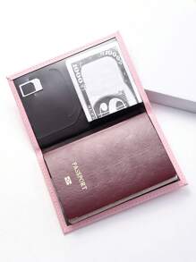 2 件护照保护套装，护照夹 + 行李牌，护照套，PU 皮革旅行必备文件袋，带世界地图打印和轨迹追踪器 - 地圖飛機護照套裝 - 查看 9