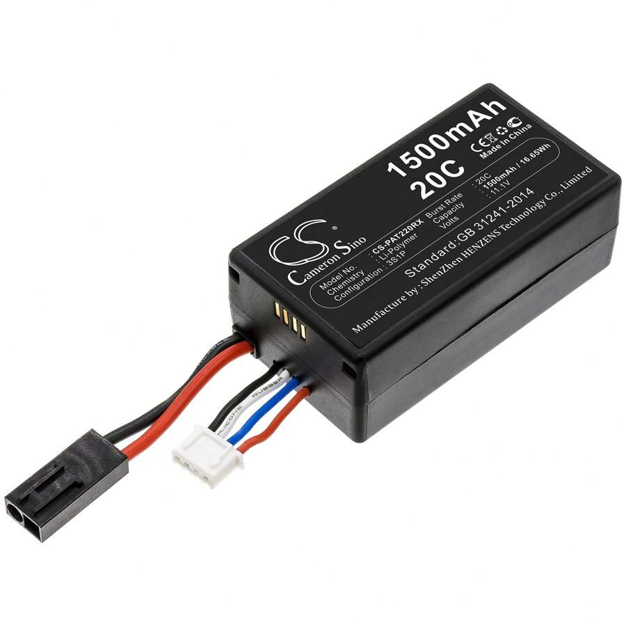 Battery For Parrot AR.Drone 2.0 Drone Double Plug CS-PAT220RX 11.1v 1500mAh - Black - View 1