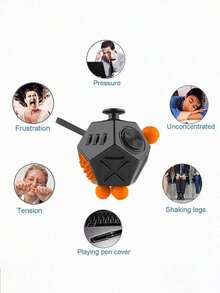Fidget Cube Toys De 12 Caras Cubo Antiestres, Descompresión - Naranja - Ver 4