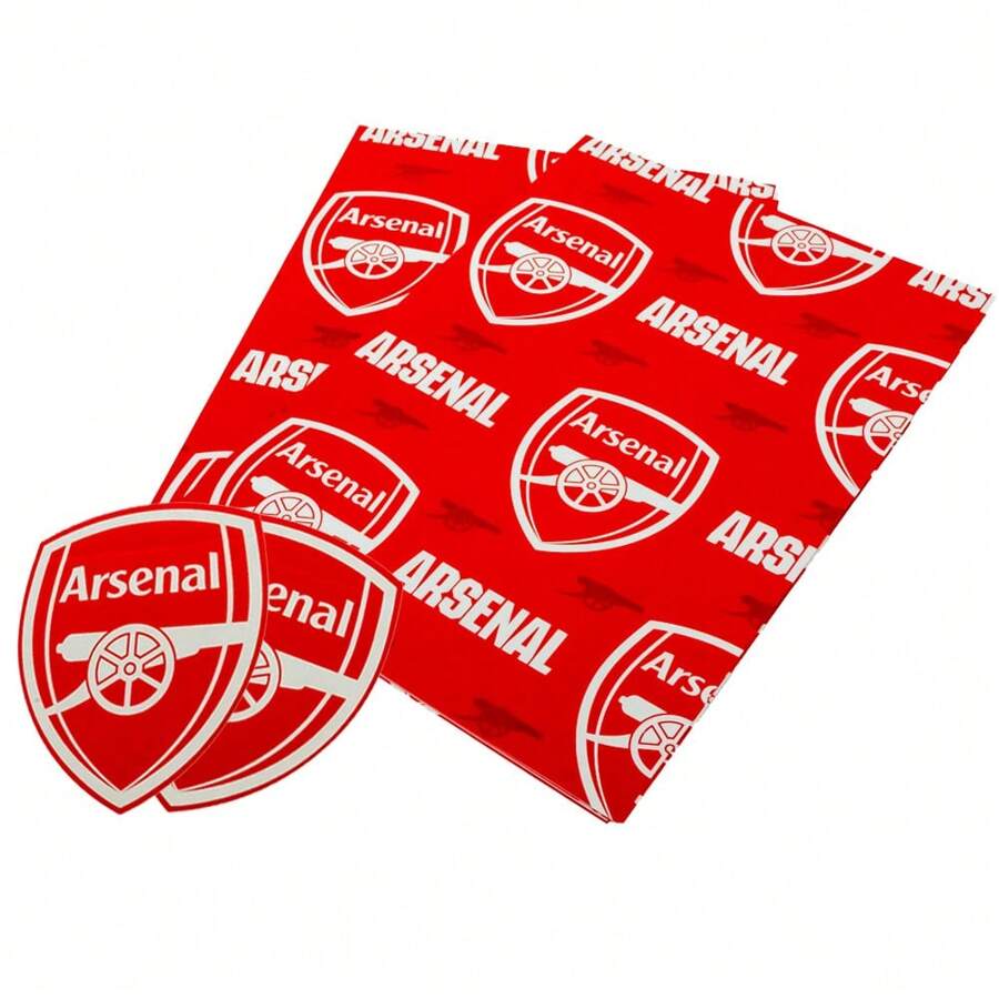 Arsenal FC Text Gift Wrap (Red/White) - Red - View 1