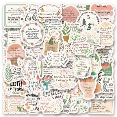 50Pcs Bible Stickers, Inspirational Christian Stickers, Bible Verse Stickers, Bible Journaling Supplies, Aesthetic Jesus Faith Christian Stickers For Water Bottles, Christian Gifts For Back To School