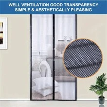 1PC Magnetic Mesh Curtain With Hook-And-Loop Multifunctional Soft Mosquito-Proof Gauze Door Screen Window Household Partition Magnet Self-Priming Mesh - Black - View 4