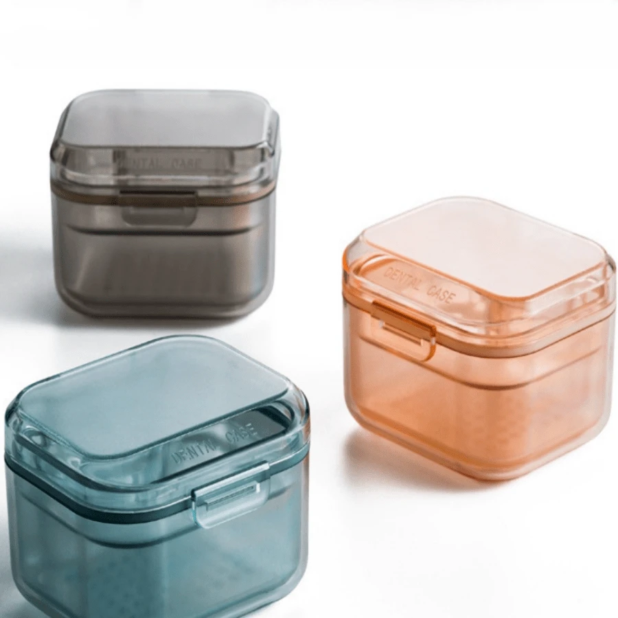 1pc Double Layer Orthodontic Retainer Storage Box With Drainage Design - Multicolor - View 1