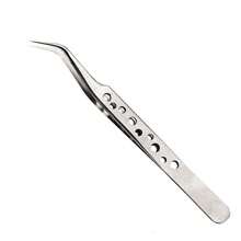 1入組工業用電子精密不銹鋼彎直尖防靜電鑷子，手動維修手工工具用於手機維修 - 銀色 - 查看 5