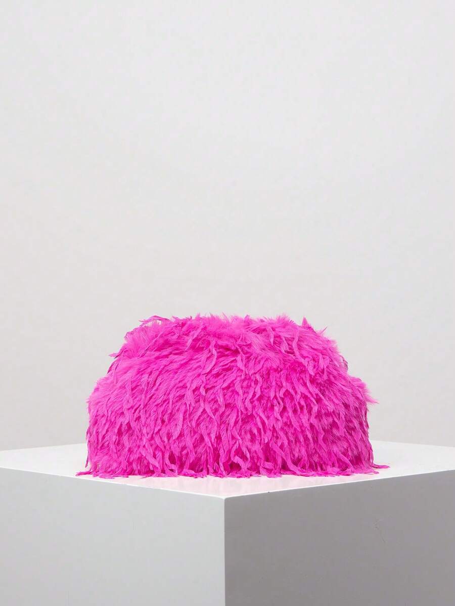 Dopamine Style Clip Bag, Y2K Plush Clutch, Candy-Colored Women's Handbag, Lovely And Charming Girl's Wallet