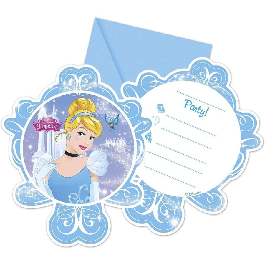 Disney Princess Magic Fairy Tale Cinderella Ball Invitations (Pack Of 6) (Blue/White) - Dusty Blue - View 1