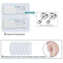 8 Stücke/Set Ohrring-Piercing-Kit, Einweg-Ohrring-Pistolen-Kit, Edelstahl mit Zirkonia Ohrring Stecker, Selbst Ohrring-Piercer-Kit für Zuhause mit Ohrring Stecker