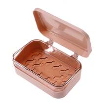 1個帶蓋便攜式肥皂盒，翻蓋排水肥皂盤，透明塑料肥皂盒，適用於浴室 - 彩色 - 查看 14