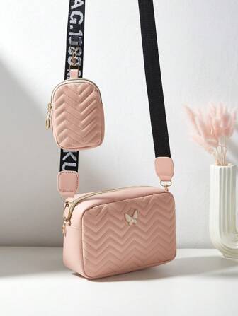 Women's Butterfly Shoulder Bag, Quilted Sling Crossbody Bag, Small Purse