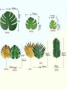 27入組8種人造熱帶棕櫚葉叢林野生葉人造植物金色葉裝飾，用於夏威夷海灘生日盧瓦派對餐桌裝飾，婚禮裝飾，家居客廳辦公室裝飾 - 彩色 - 查看 8