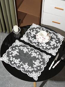 WGROOM 1 件/2 件/3 件厨房餐桌装饰餐垫，网眼刺绣，耐热，防刮，防尘，适用于婚礼、派对、礼物、生日、圣诞节 - 卡其色 - 查看 14