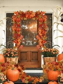 1 Stück Ahorn Blätter Girlande, Party Freude künstliche Ahorn Blatt Herbst Girlande zum Aufhängen, Tisch Dekoration, Haustür Herbst Deko, Zuhause innen und außen, Thanksgiving, Halloween Dekorationen, Herbst Deko, Künstliche Pflanzen