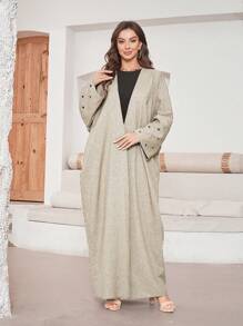 1pc Women's Heart Embroidery Fashion Open Front  Muslim Elegant Abaya Robe, Perfect For Party Or Daily Wear - Abaya - View 13