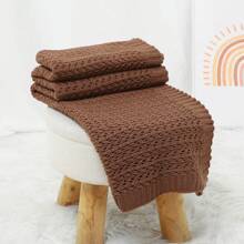 1pc Solid Color Knitted Baby Blanket, Multi-Functional Infant Stroller Blanket And Swaddling Blanket Love Valentine