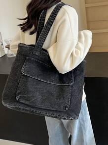 Large -Capacity Gradient Todot Bag Shoulder Bag - Black - View 3