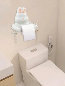 1 Giá đỡ giấy vệ sinh hình gấu trúc/thỏ hoạt hình dễ thương, giá treo tường 7,28 inch, không cần khoan, giá đỡ cuộn khăn giấy trong phòng tắm, giá đựng đồ sáng tạo, chất liệu nhựa - Đổi màu - Xem 4