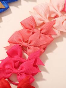 bilicaca 20pcs Random Solid Color Kids' Bow Hair Ties, Elastic Hair Bands For Ponytail, Parties, Girls' Hair Accessories - Multicolor - View 5