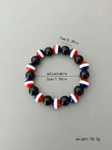 1pc Fashionable Tricolor Beaded Elastic Bracelet In The Colors Of National Flag, Versatile And Minimalist Accessory