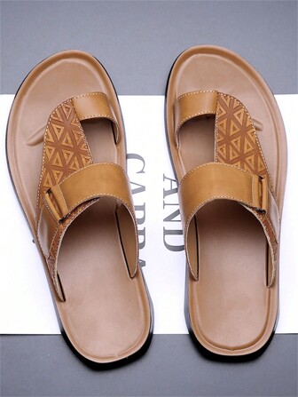 2024 Summer New Men's Outdoor Slippers, Versatile Beach Sandals, Fashionable Casual Soft Bottom Anti-Skid Slippers