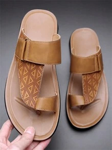 2024年夏季新款男士戶外拖鞋，萬用沙灘涼鞋，時尚休閒柔軟底防滑拖鞋 - 棕色 - 查看 5