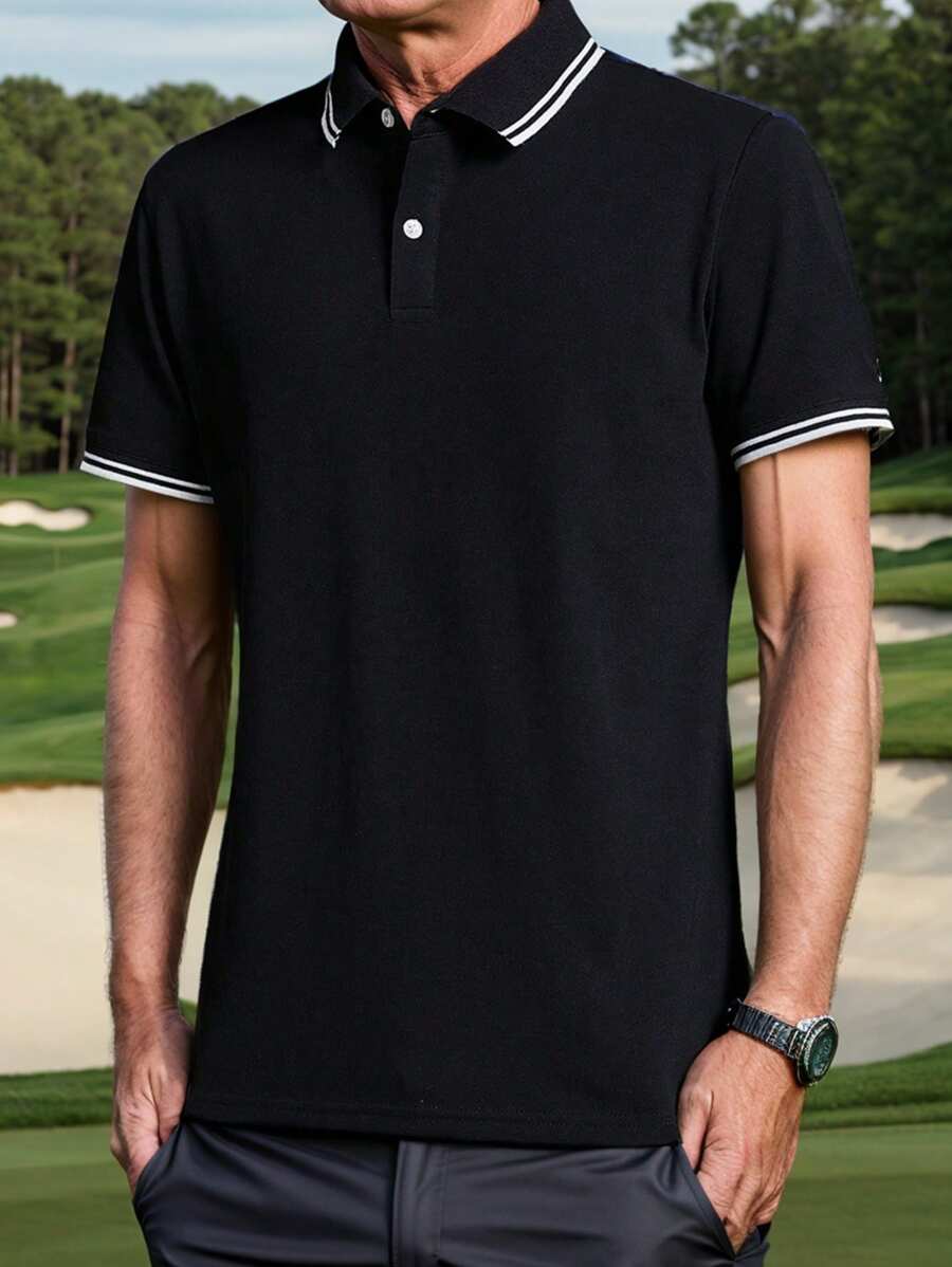 Men's Golf Casual Polo Shirt, New Business Style - Black - View 1