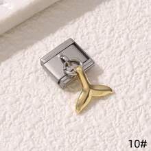 1pc Exquisite Y2K Style Italian Pendant With Gold/Silver Inlaid Cubic Zirconia, Bowknot, Teardrop, Planet, Paw, Star, Etc. - Ideal For DIY Bracelets And Gifts - Multicolor - View 11