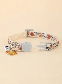 1pc Embroidered Butterfly Pattern Pet Collar Pendant With Bell Decoration And Adjustable Cat Face Buckle, Suitable For Small Dogs And Cats