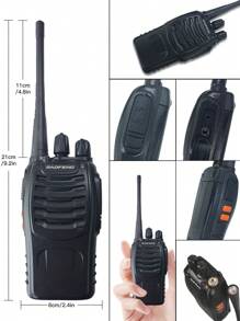 2 件户外露营便携式对讲机宝峰 BF-888S 双向无线电 16 通道对讲机无线电收发器 UHF 400-470MHz - 黑色 - 查看 7