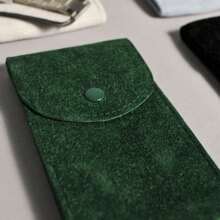 1 Stück grüne oder schwarze verdickte Doppelseitige Samt Uhren Aufbewahrungstasche Umschlagtasche mit Knopf für Schmuck, hochwertige Wildleder Klappe Uhrentasche zum Schutz Ihrer Uhr vor Kratzern