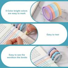 5/10 rollos de pestañas de índice fluorescentes y transparentes, tiras resaltadoras impermeables, adecuadas para marcadores de libros, notas, codificación de índices, pestañas de página (5m*6mm)