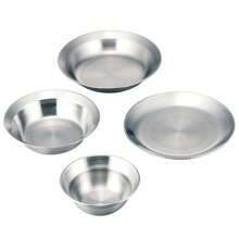 Juego de vajilla para exteriores, 4 piezas de tazones y platos de acero inoxidable, platos para barbacoa y buffet - Plateado - Ver 5