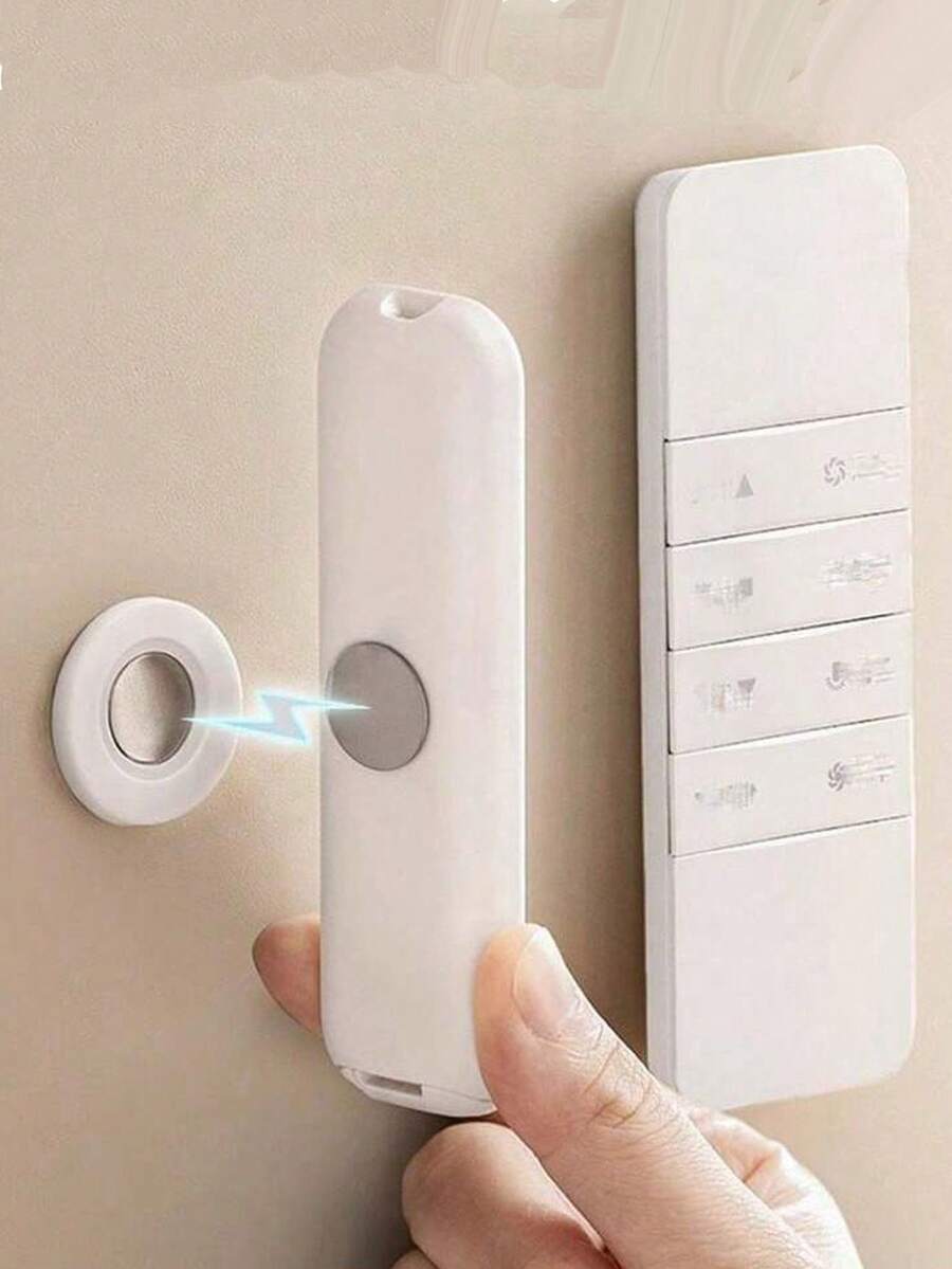 1pc Strong Remote Control Holder Wall Mounted Magnetic Suction Hook, For Hanging Air Conditioner And TV Remote Control Without Drilling - White - View 1