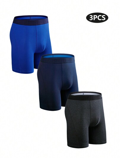 3 قطع من الملابس الداخلية القصيرة الطول، مريحة وتتميز بخصائص تهوية جيدة للرجال