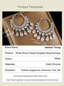 1 Pair Luxry Full Cubic Zirconia Round Hoop Earrings For Women Wedding Party Gift Jewelry