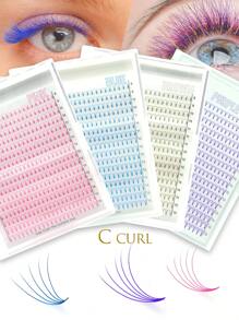 352pcs Colored Premade Volume Fans,5D Short Stem Eyelash Extension Large Tray C 0.07/0.10 8-15mm Mixed PINK PURPLE BLUE BROWN Korean PBT Fibers Wider Width Fans Individual False Eyelash Bulk Lash Clusters,Eye Lash Clusters,Individual Eyelashes,Lashes,Fake Lashes