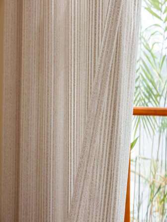1 pièce Rideau de fenêtre japonais en jacquard simple à rayures verticales 3D semi-transparent épaisses