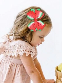 1个西瓜发夹，适合青少年佩戴，鳄鱼夹式西瓜装饰发饰，适合青少年女孩佩戴 - 彩色 - 查看 2