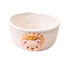 1 件装绳子婴儿礼品篮可爱狮子米色编织绳立方体婴儿用品收纳篮育儿室收纳篮玩具收纳篮储物箱育儿室装饰新生儿婴儿洗澡礼物 - 米色 - 查看 9