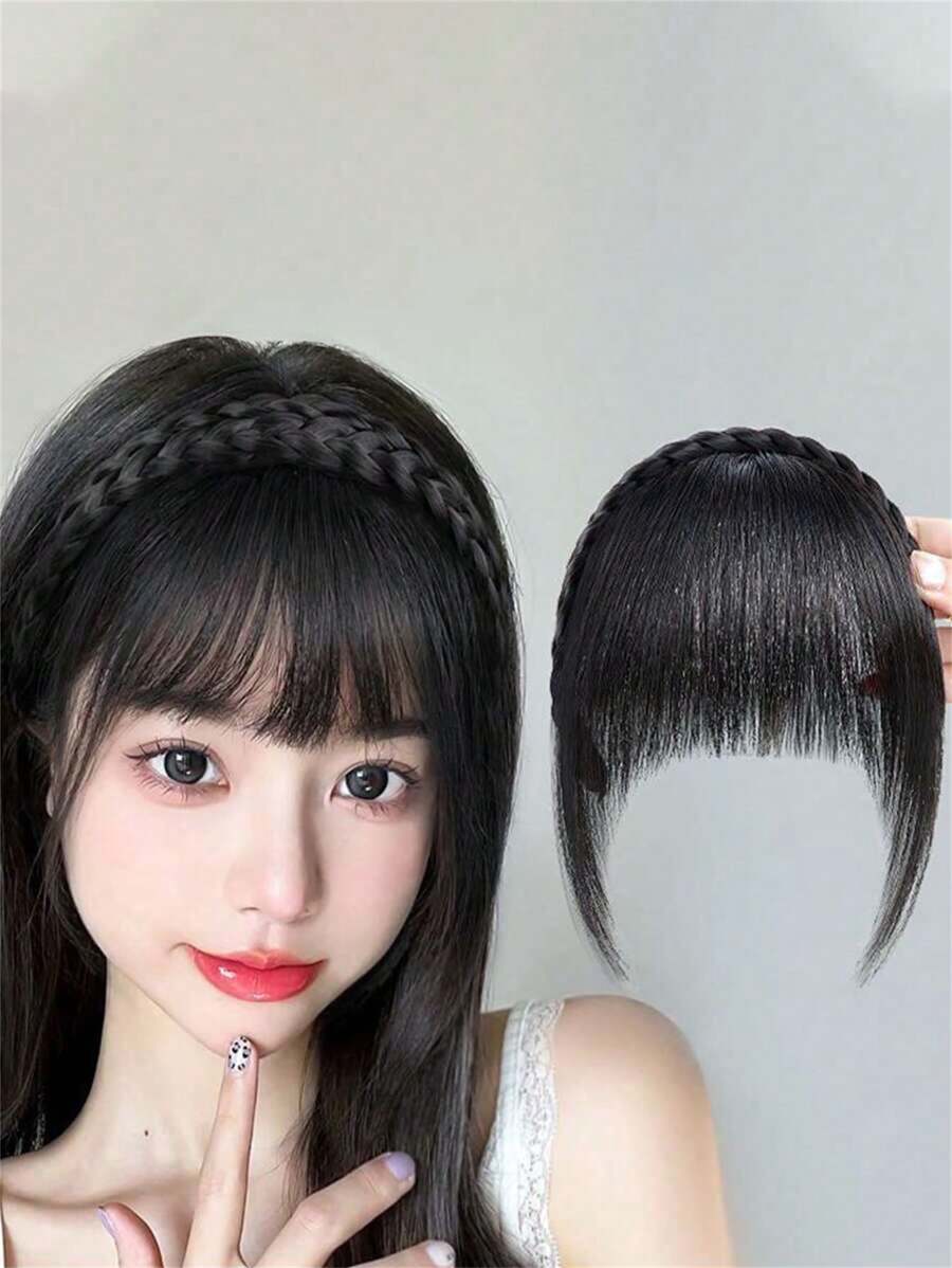 1pc Women Braided Hair Bangs Integration For Gray Hair Cover, Seamless Bangs Hairpiece, Hair Decor, Accessory Hair Clips Hair Claws Hair Slide Hair Barrettes, School Stuff, Hair Accessories, Head Accessories