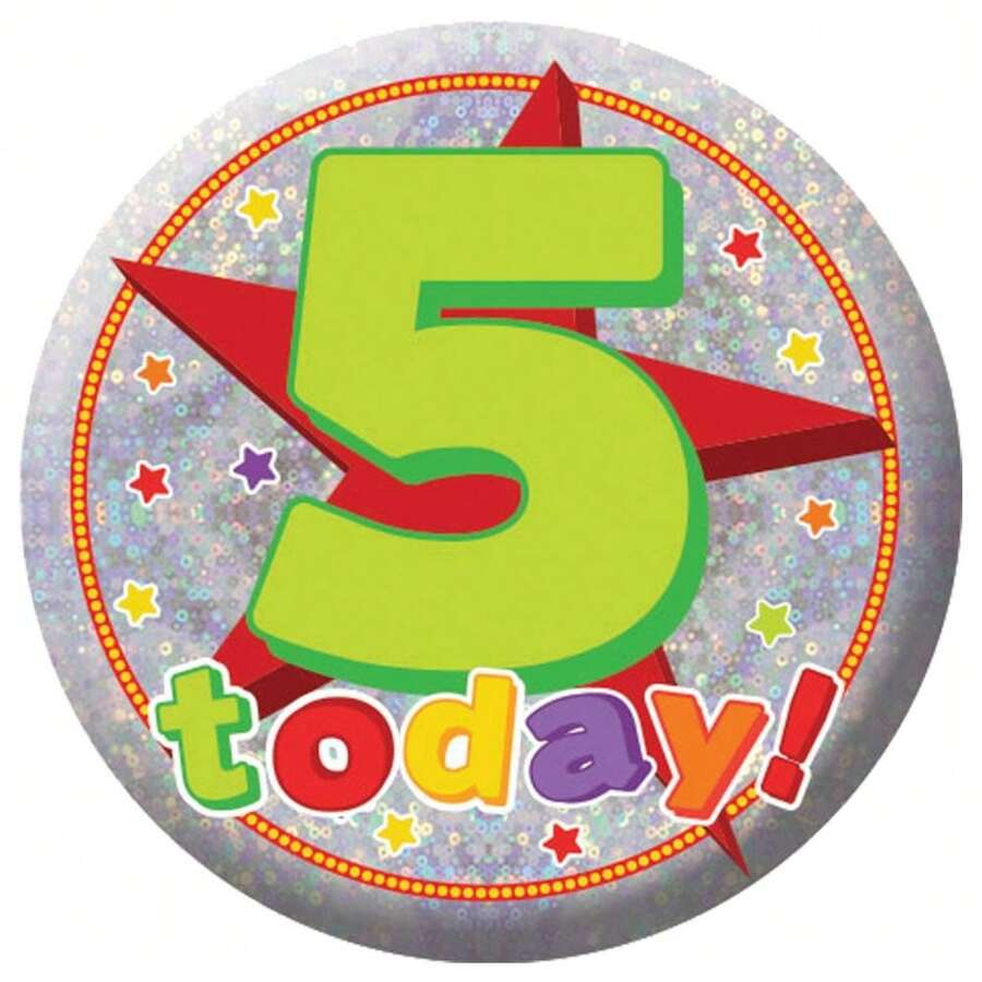 Amscan Holographic 5th Birthday Badge (Multicoloured) - Multicolor - View 1